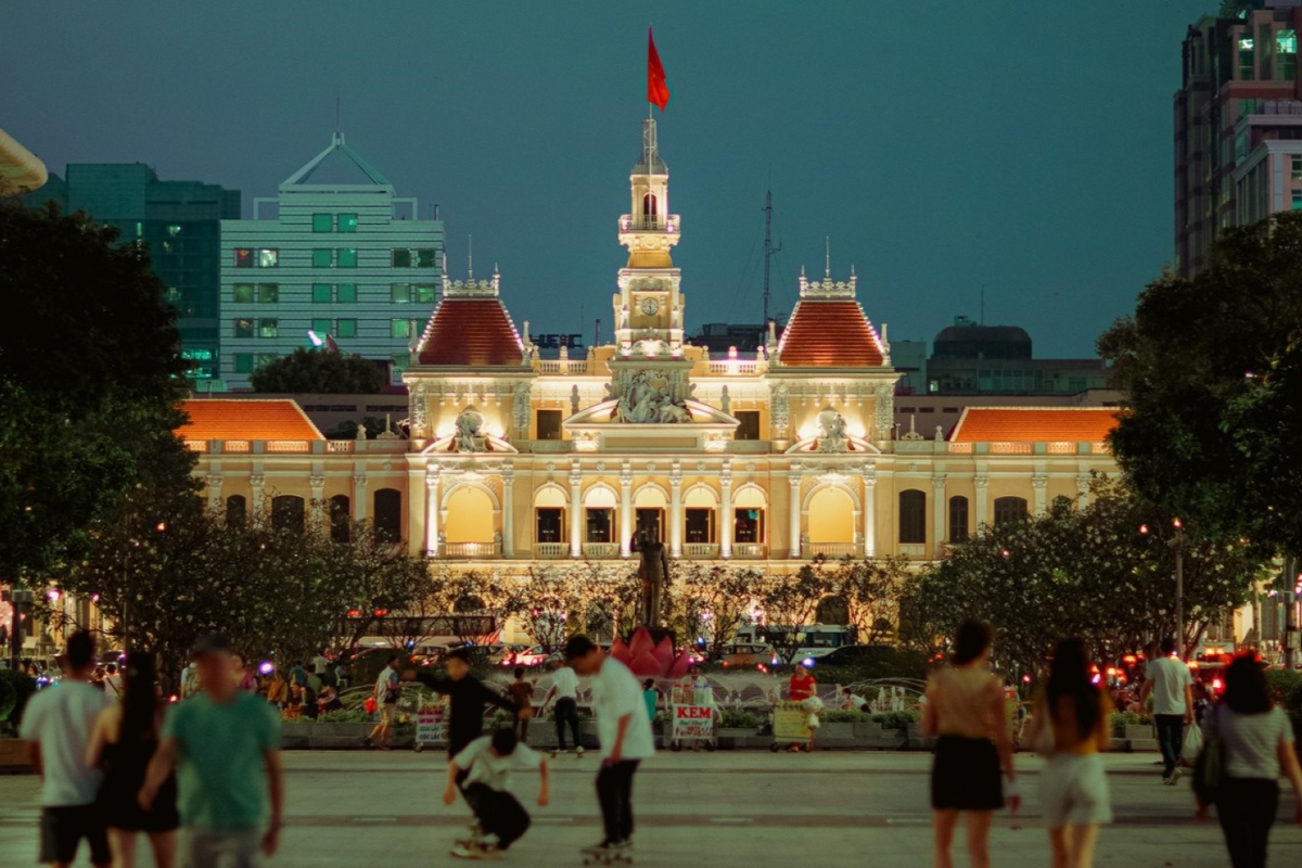 People enjoying nightlife in Ho Chi Minh City